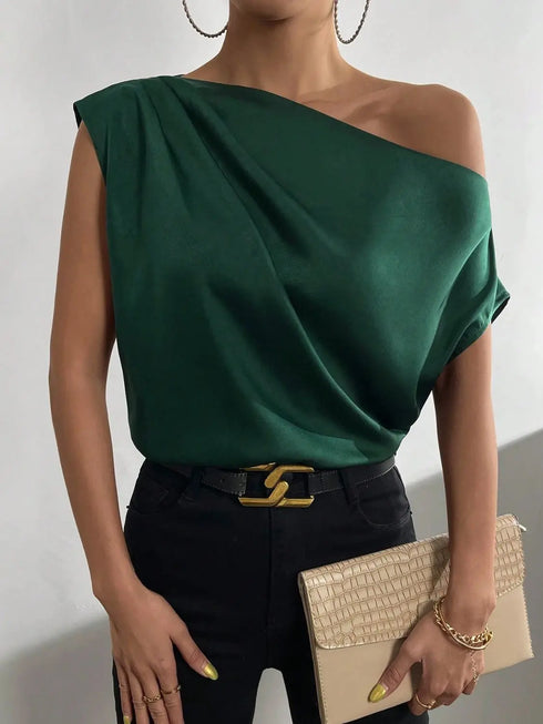 'Ceridwen' Rushed Off Shoulder Blouse - Celes Fashion